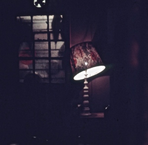 A colourful lamp chandelier at night