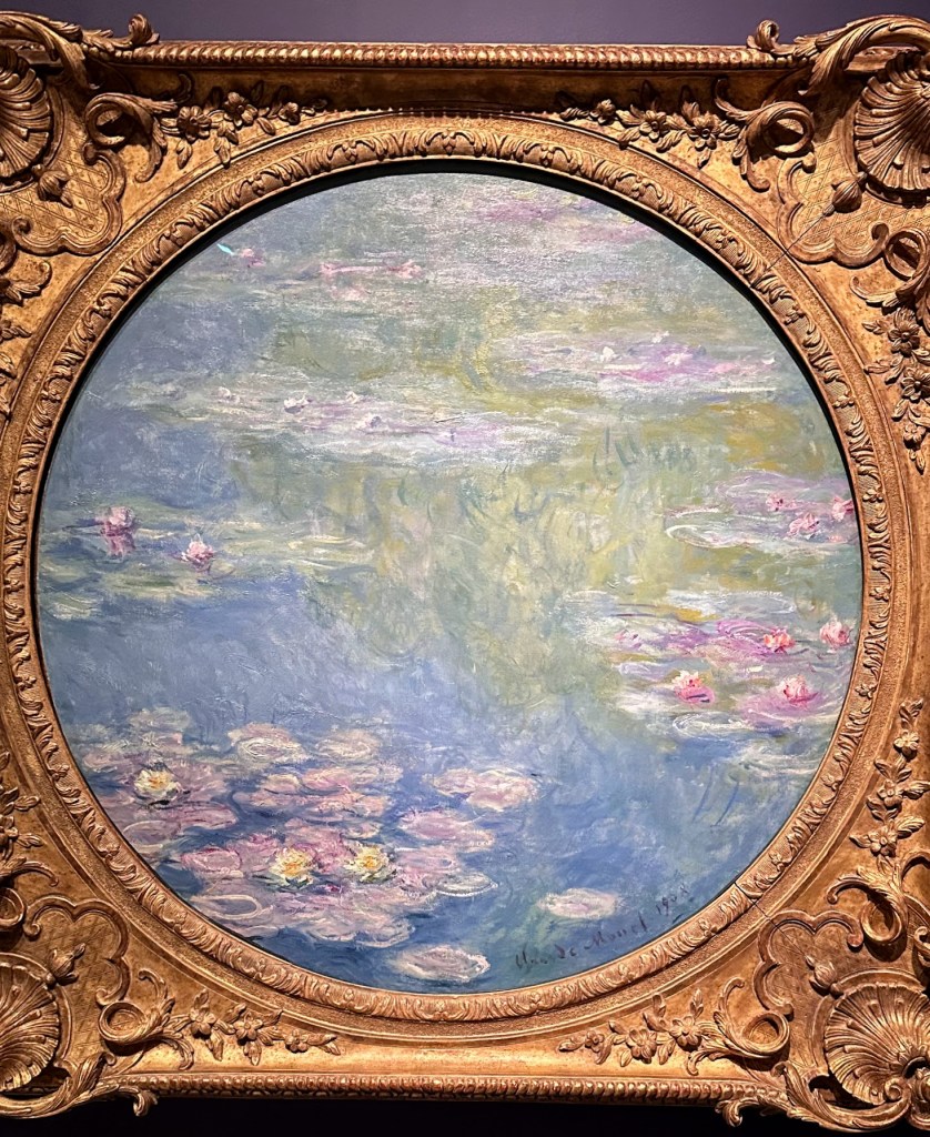 Picture caption: Closer photograph of this painting with only a little of the gold frame showing.