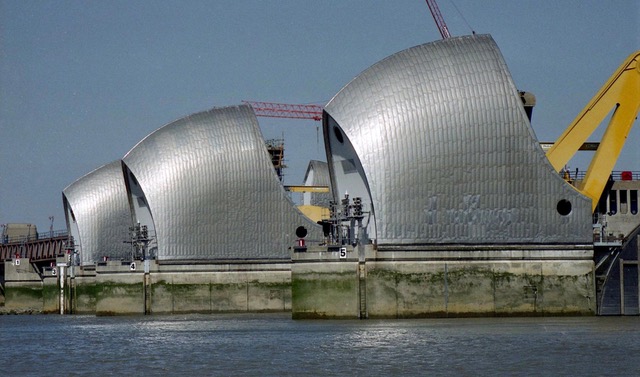 Side view of the Thames Barrier